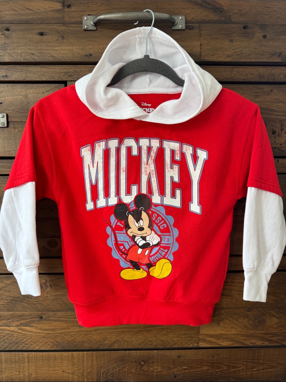 Disney Red and White Mickey Hooded Kids Sweatshirt
